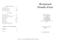 Menu Paradis d'Asie Page 2