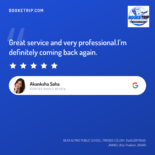 Akanksha Saha gives a glowing 5-star review for Booketrip.com, the best ecommerce marketing agenc… post image