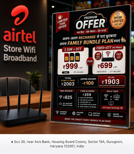 Airtel Store Wifi Broadband is a leading internet service provider in Gurgaon, offering reliable… post image