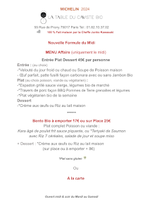 Menu Restaurant La Table du Caviste bio Paris 17 Page 10