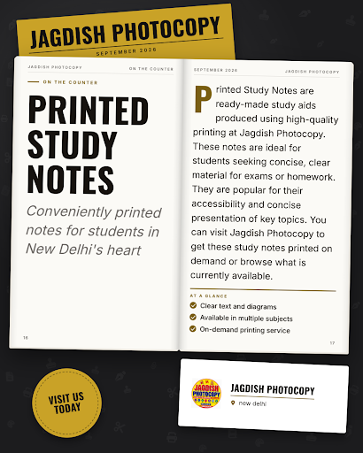 JAGDISH PHOTOCOPY in New Delhi provides printed study notes with high-quality printing. Visit our… post image