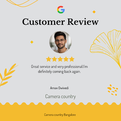 Arnav Dwivedi from Bengaluru had an exceptional experience at Camera Country, the best shop for C… post image