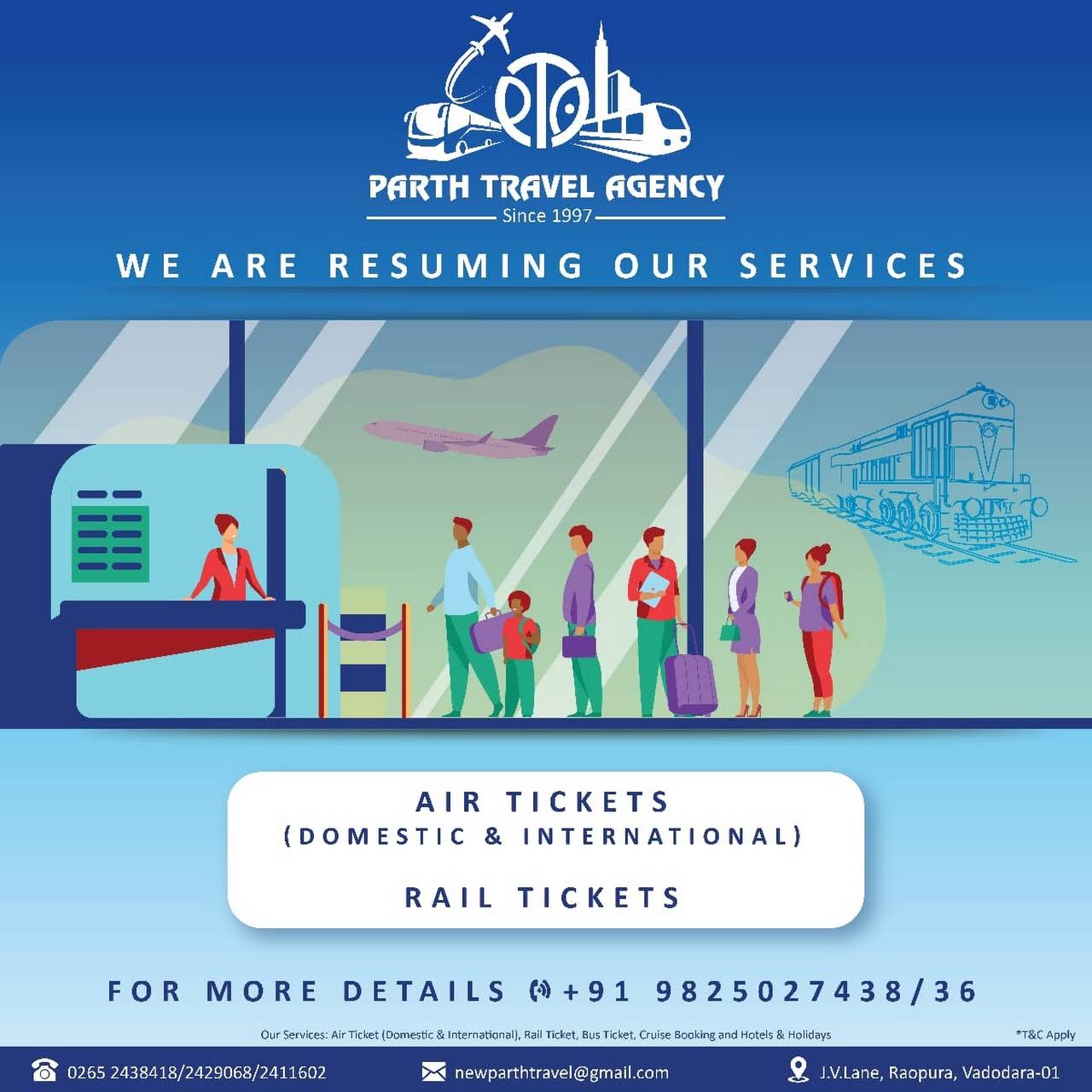 travel ticket booking in vadodara