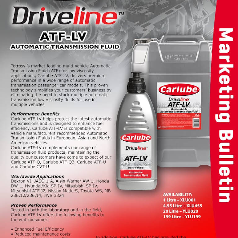 Automatic Transmission Fluid : Carlube Driveline ATF-LV