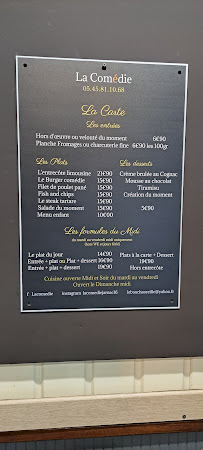 Menu La comédie Page 1