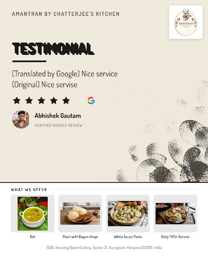 Abhishek Gautam highly recommends AMANTRAN BY CHATTERJEE'S KITCHEN in Gurugram for delicious dal,… post image