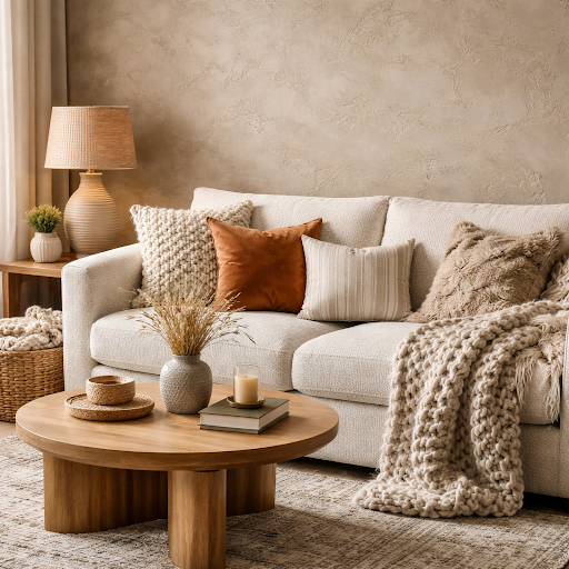 Creating a truly cozy home is all about how textures come together. At Home square the interior h…