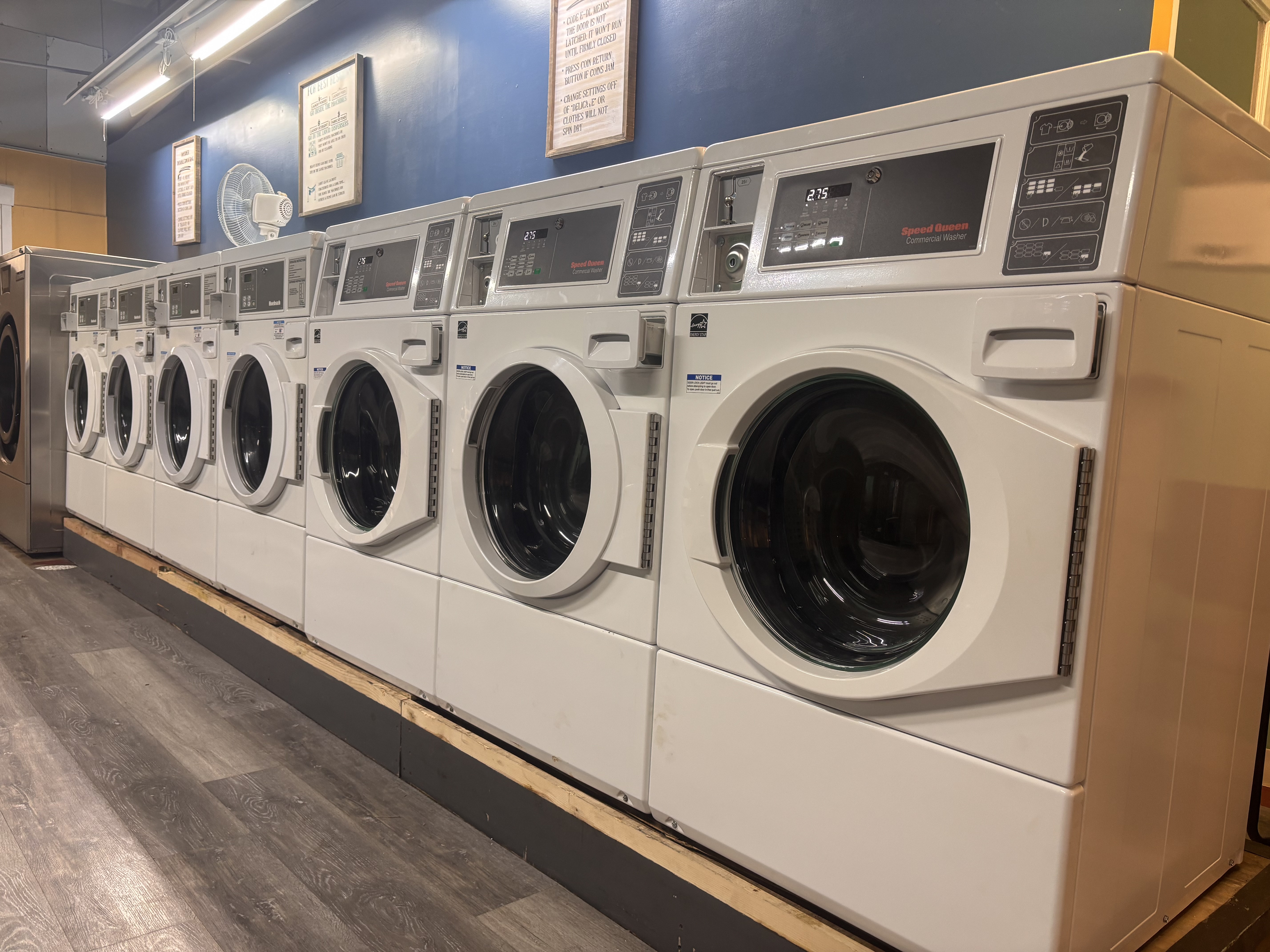 Clean laundry equipment at Reed's Laundromat in Tyrone, PA