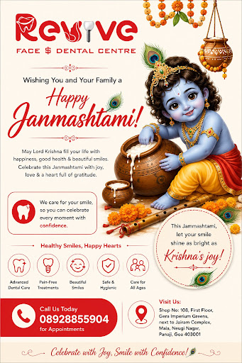 🦚✨ Happy Janmashtami from ReVive Face & Dental Centre! ✨🦷 post image