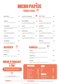 Menu Papize - Pizza à emporter Page 1