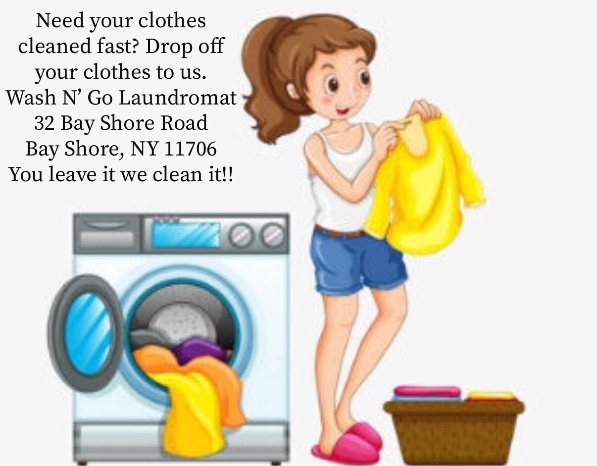 Self-service laundry at Wash N Go Laundromat, Bay Shore, NY