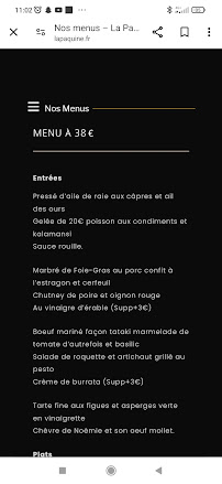 Menu Restaurant de la Paquine Page 4