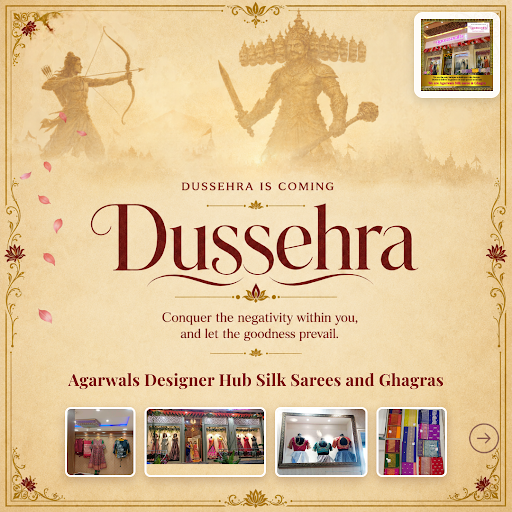 Celebrate Dussehra with elegance at Agarwals Designer Hub. Embrace the richness of silk sarees in… post image