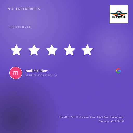 Mofidul Islam's experience with M.A. ENTERPRISES was exceptional! He loved the reliable battery s… post image
