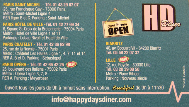 Numéro de téléphone de HD Diner Châtelet