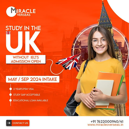 Study in UK without IELTS, Miracle Overseas Ahmedabad, UK education without IELTS, study abroad w… post image