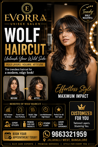 ✨ Wolf Haircut at EVORRA Unisex Salon, Jalahalli West, Bangalore ✨ post image