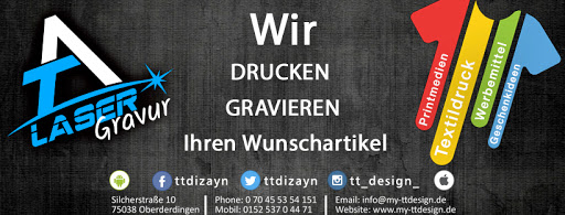 T&T Design Textildruck-Lasergravur-Werbemittel