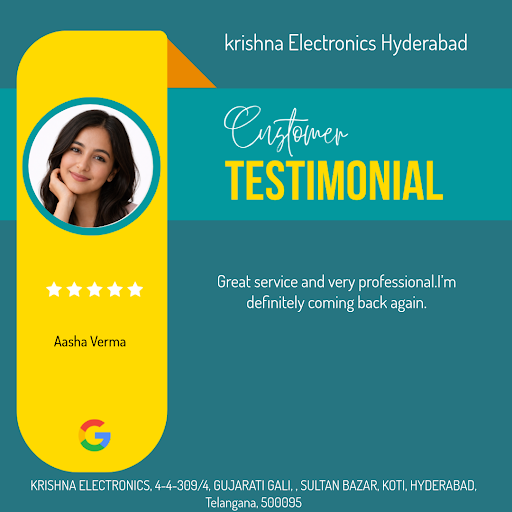 Aasha Verma from Hyderabad raves about her exceptional experience at Krishna Electronics, the pre… post image