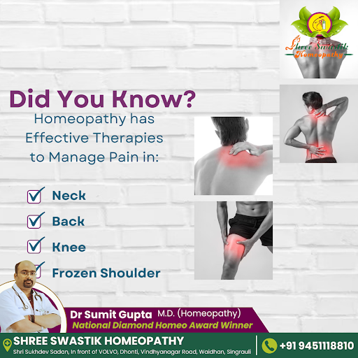 "Did you know? Homeopathy has effective therapies to manage pain in the neck, back, knees, and ev… post image