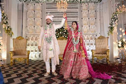 A beautiful wedding setup for a celebration to remember. ✨ At Balaji Farms, we create elegant wed…