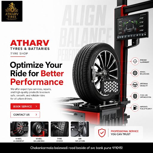 ATHARV TYRES & BATTARIES offers expert wheel alignment, tyre repair near me, puncture repair, and… post image