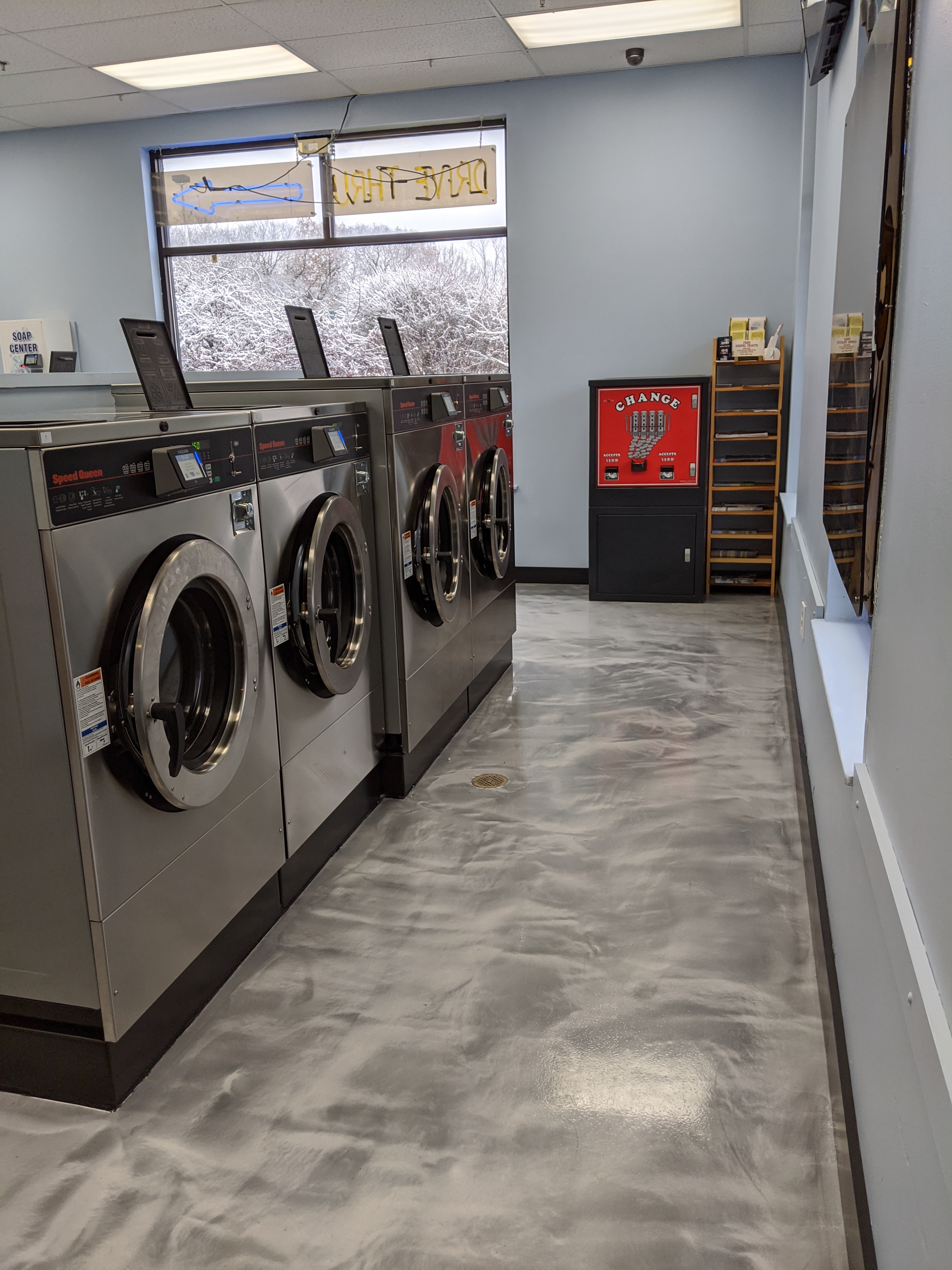 Clean laundry equipment at Cleary Cleaners in Dover, NH