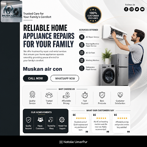 Muskan Air Con offers expert washing machine repair services to ensure your appliance runs smooth… post image