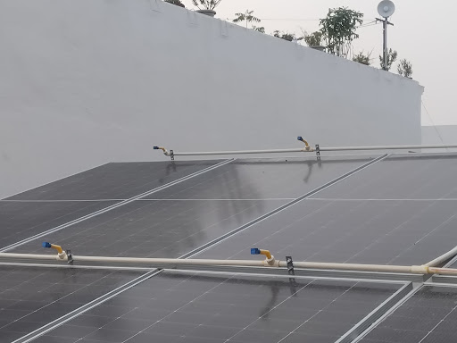 Solar panel cleaning set up installation post image