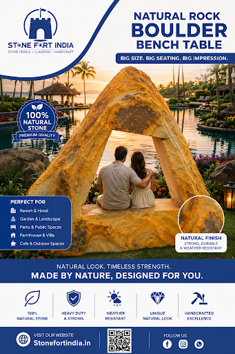 🪨 Natural Rock Boulder Bench Table | Stone Fort India post image
