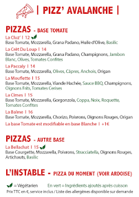 Menu Pizz'avalanche Page 1
