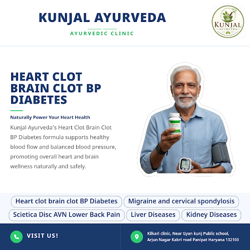 Kunjal Ayurveda offers effective ayurvedic treatment in Panipat for heart clots, brain clots, BP,… post image