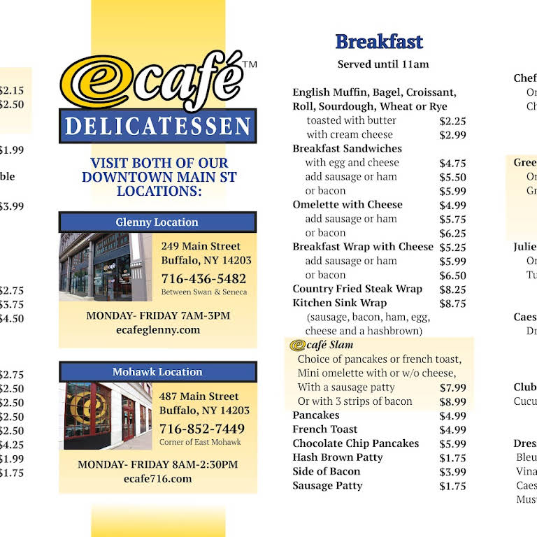 E Cafe at the Glenny American Restaurant in Buffalo