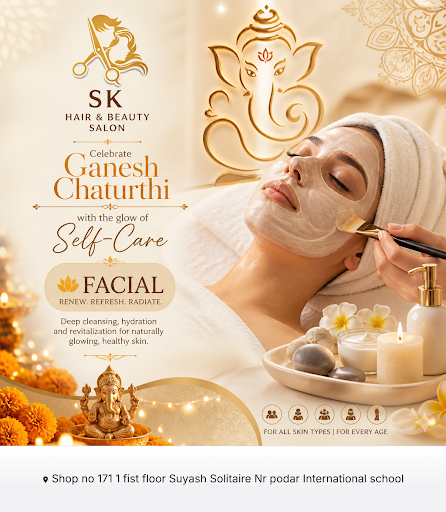 Experience rejuvenating facials at SK Hair & Beauty Salon, your unisex salon near me. Celebrate G… post image