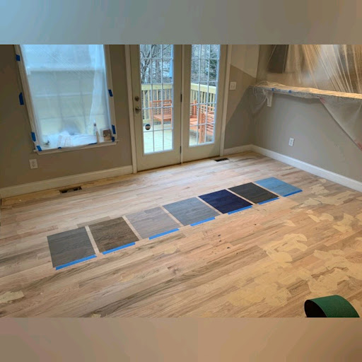 Finish samples on hardwood; compare adjoining finishes when planning stair work.