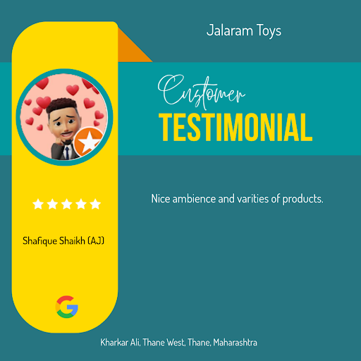 Shafique's joyful experience at Jalaram Toys in Thane! He gives our toy shop a 5-star rating, pra… post image