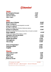 Menu L'Estaminet Nevers Page 1