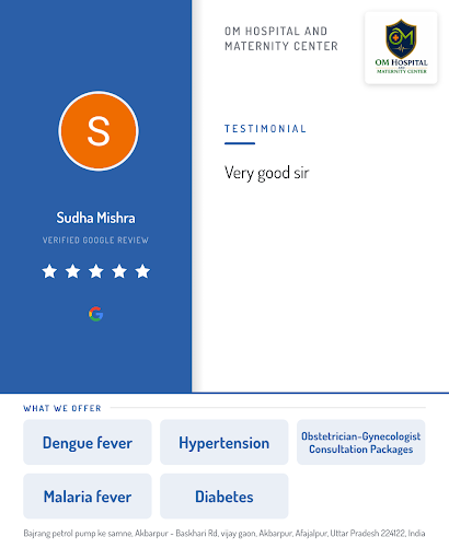Sudha Mishra highly recommends Om Hospital and Maternity Center in Akbarpur Ambedkar Nagar. She a… post image