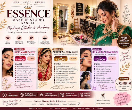 Looking for makeupartist carrier so join essence makeup studio in sangli for your bright carrier…