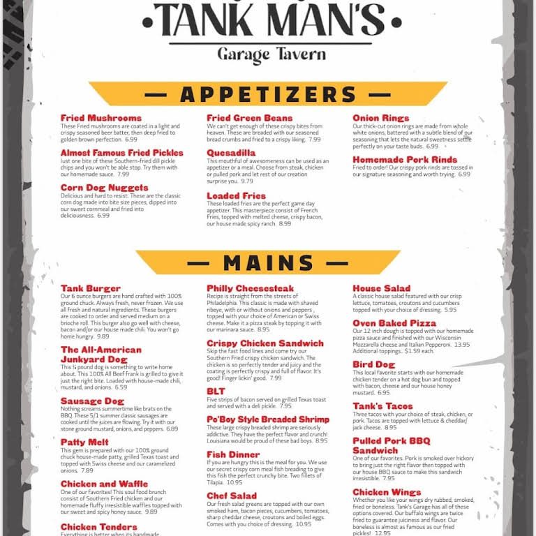 Tank Man's Garage Tavern Restaurant in Newberry