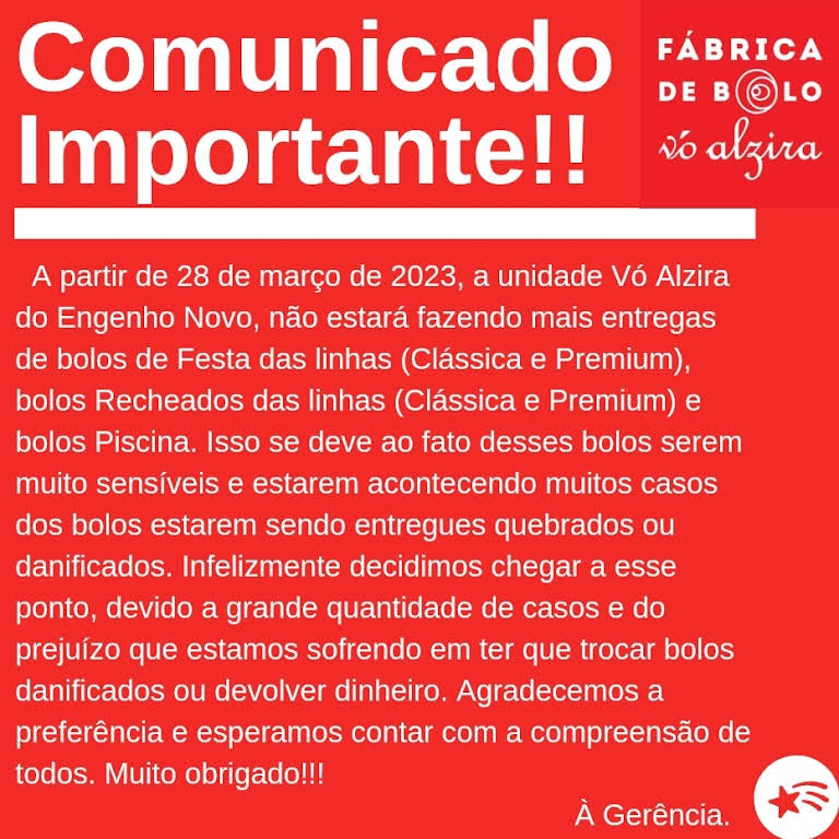 Fabrica de Bolo Vó Alzira CarapicuibaAv. Inocêncio Seráfico, 96 - Centro,  Carapicuíba - SP, 06320-290