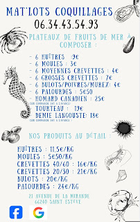 Menu Mat'lots Coquillages Page 2