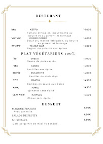 Menu Restaurant Asmara -ቤት መግቢ ኣስመራ - Spécialités Érythréennes et Éthiopiennes Page 1