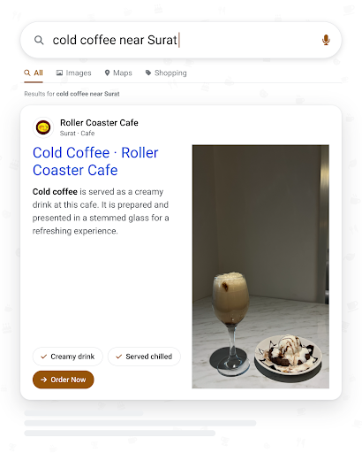 Enjoy a creamy cold coffee served in a stemmed glass at Roller Coaster Cafe, Surat. Pair your dri… post image