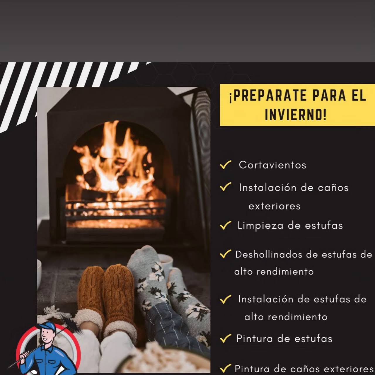 LIMPIEZA Y DESHOLLINADO DE ESTUFAS Y CHIMENEAS DE LEÑA