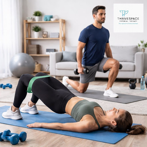 Struggling with back, neck, or knee pain but can’t visit a clinic often? At Thrivespace Physiothe…