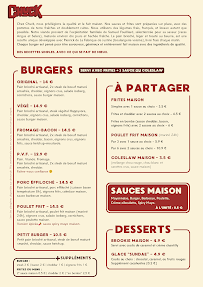 Menu Chuck Burger Lyon Page 1