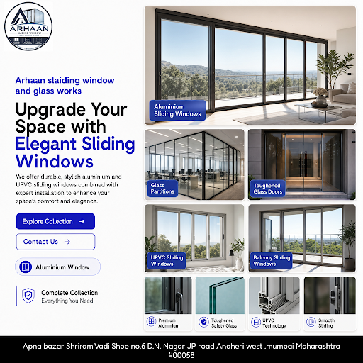 Arhaan Sliding Window and Glass Works specializes in aluminium glass work in Andheri West, offeri… post image