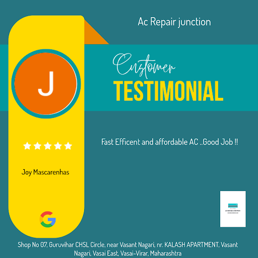 Joy Mascarenhas from Vasai-Virar raves about her exceptional experience at Ac Repair Junction! Sh…
