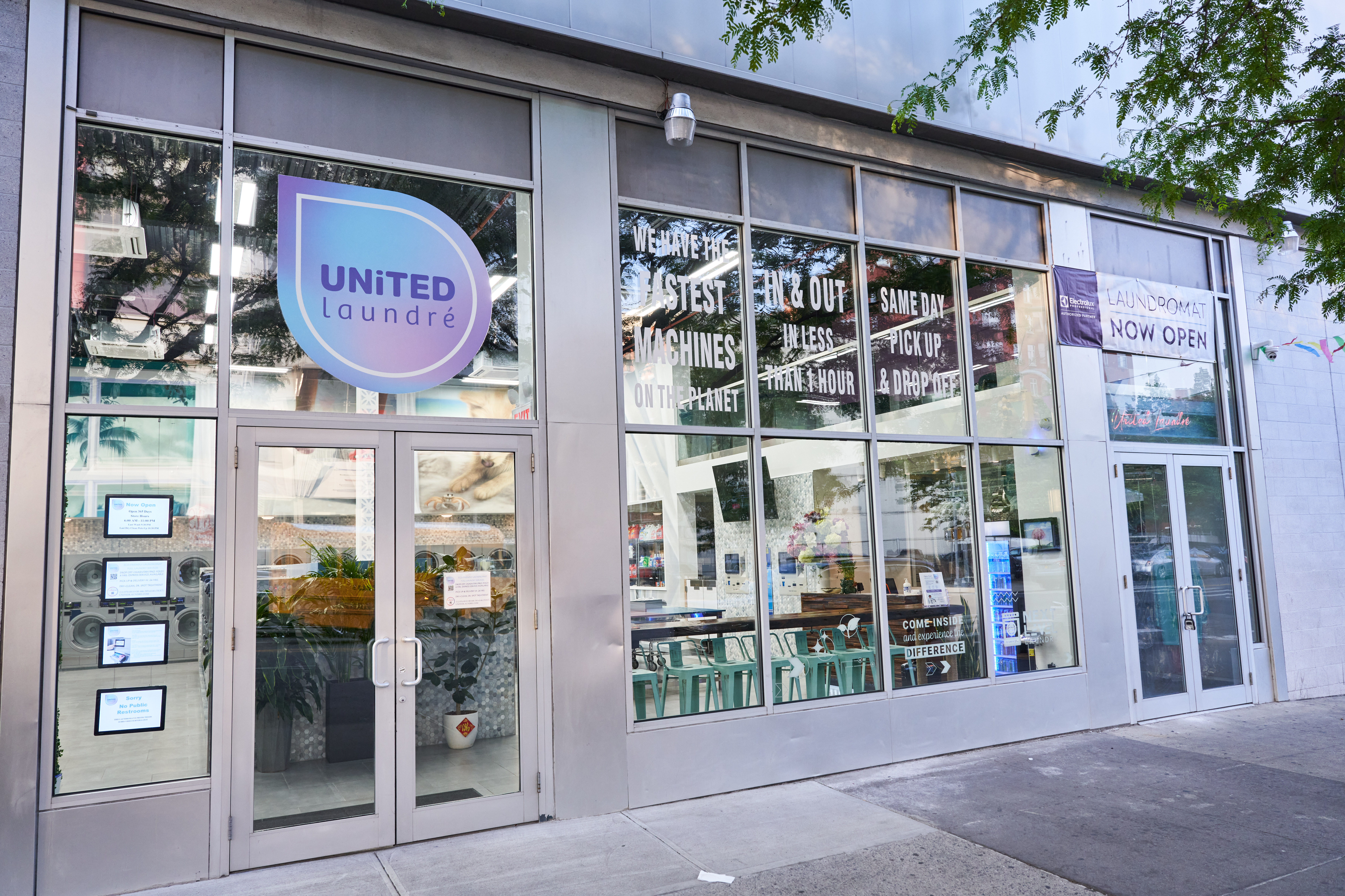 United Laundré storefront and entrance in New York